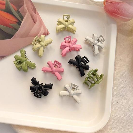 5Pcs Girl Hairpins 3D Bow Design Matte Texture Hair Clips Lightweight Small Gripper