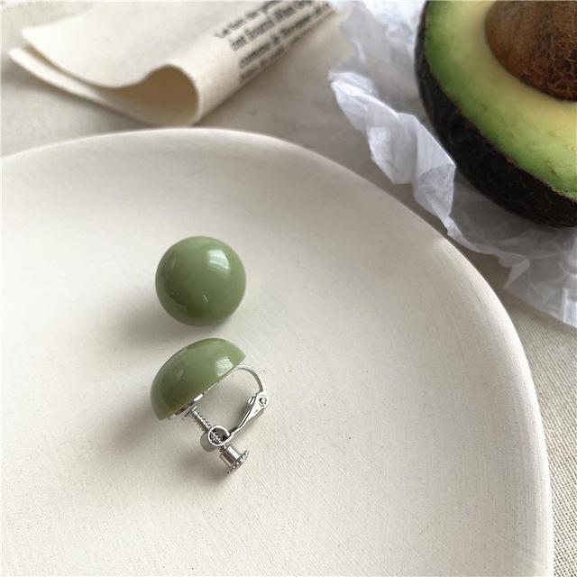 

Корейские круглые зеленые серьги из смоляного камня, ретро-серьги с зеленым акриловым цветком, геометрические квадратные серьги-клипсы без пирсинга