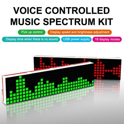 DIY LED Music Spectrum DS1302 Dot Matrix Clock Electronic Rhythm Light USB Power DC5V with Micro Cable DIY Soldering Kit