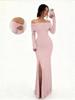 2025 Elegant One-Shoulder Long-Sleeve Slit Slim-Fit Dress