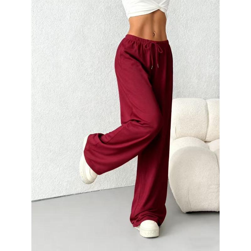 Women S Casual Wide Leg Loose Fit Solid Color Sports Sweatpants