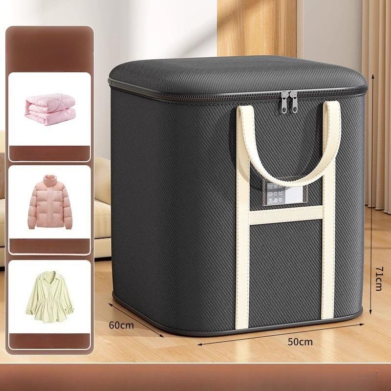 

Складные сумки большой вместимости для переезда и хранения с прочными ручками - Сверхпрочные тканевые органайзеры для одежды, сезонных постельных принадлежностей, гардероба, общежития, переезда 3XL чёрный