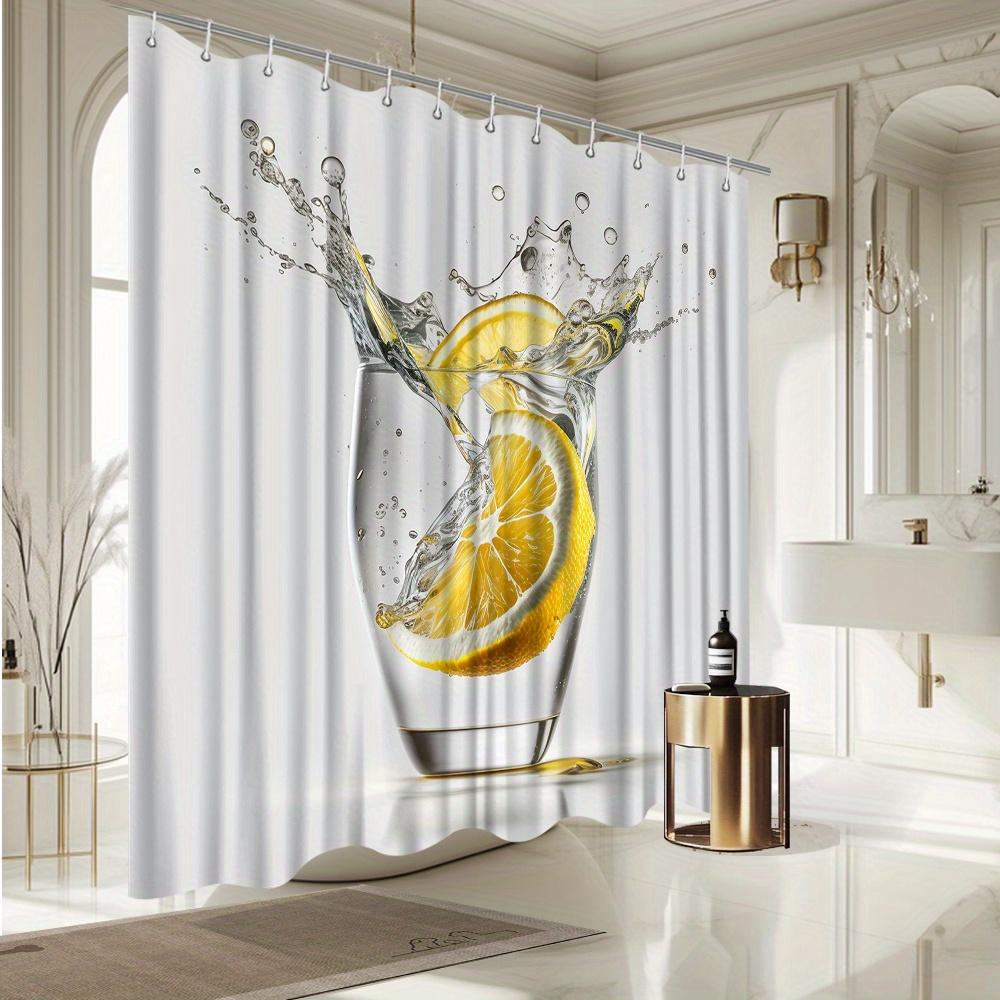 Lemon Splash Shower Curtain - Vibrant Citrus & Water Scene, Fade-Resistant Polyester,Refreshing Bathtub & Bathroom Decor