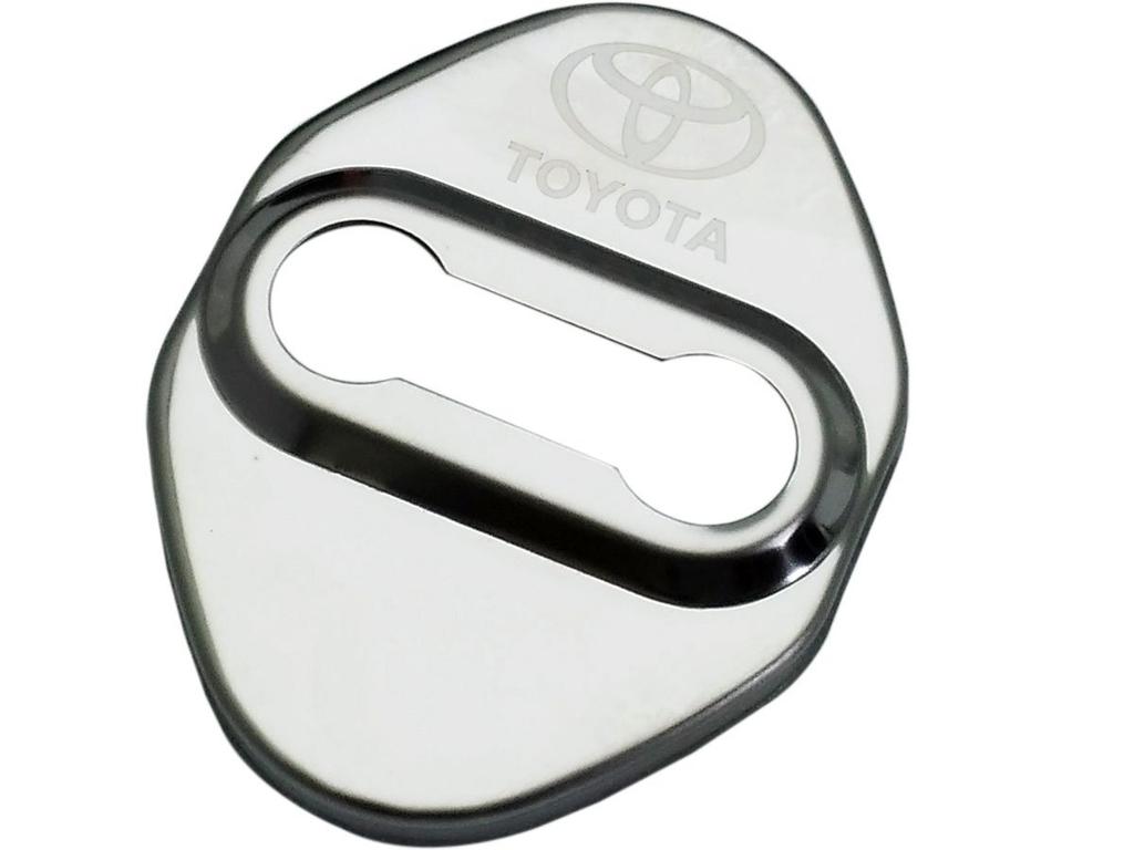 Deselen Stainless Steel Car Door Lock Cover Protector for Toyota Corolla Yaris and Pack of 4 -DLC-TOY02- Levin, Camry, Corolla, EX, Vios, RAV4, L,