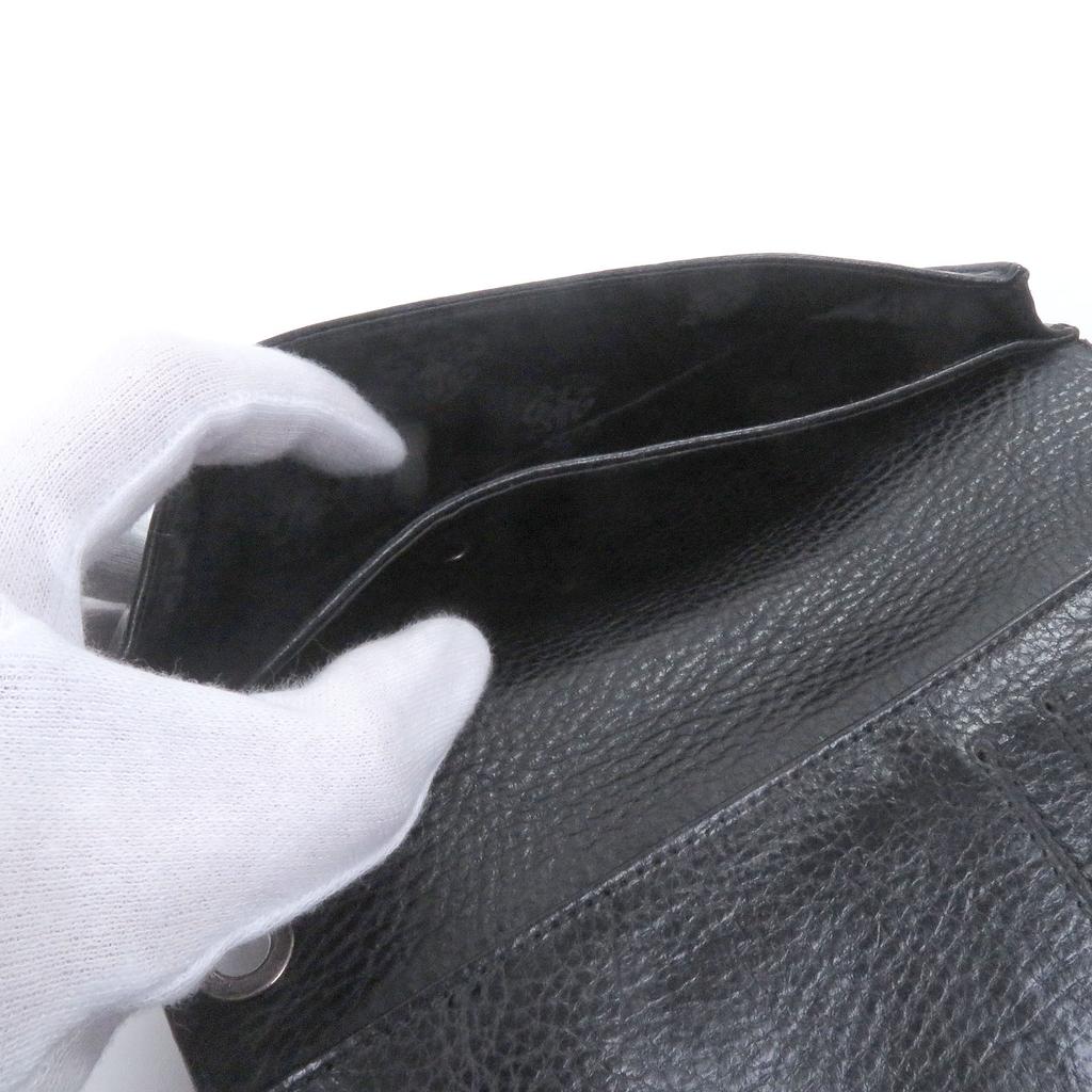 Great CHROME HEARTS Purse Single-fold wallet black leather mens Used