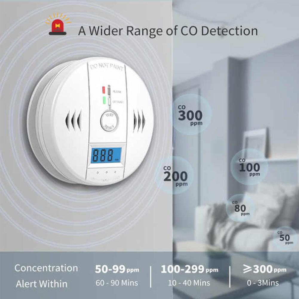 Carbon Monoxide Detector Alarm New Photoelectric Sensor Sound Warning LCD Digital Display Home Indoor CO Poisoning Siren