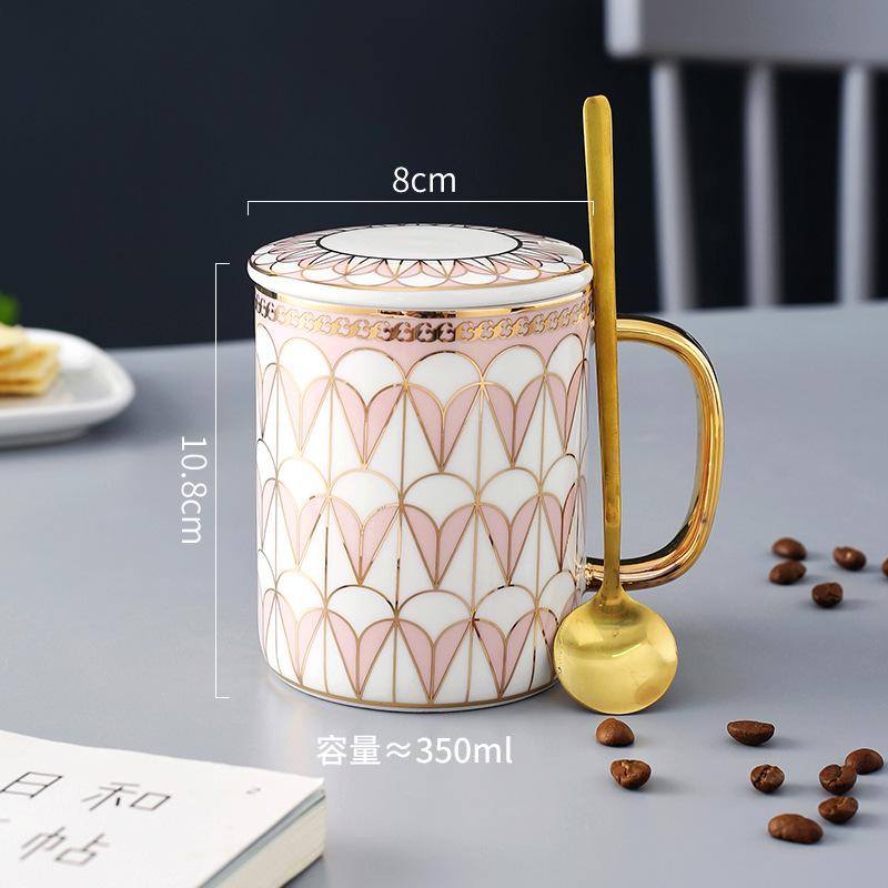 British Style Mug Couple Pair Cup Ceramic Water Cup Office Mug Coffee Cup High-End Covered Souvenir
