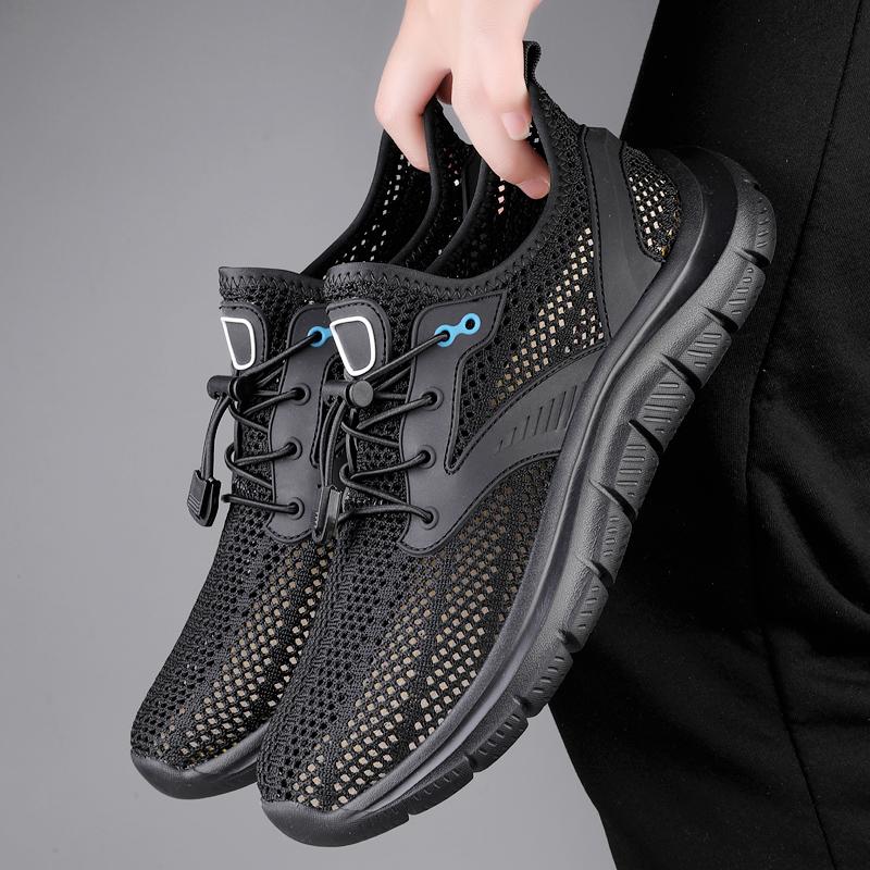 Fashion 2025 Outdoor Knit Mesh Shoes 38-46 Men's Quick-Dry Hiking Sneakers Breathable Trail Running Shoes with Non-Slip TPU Outsole