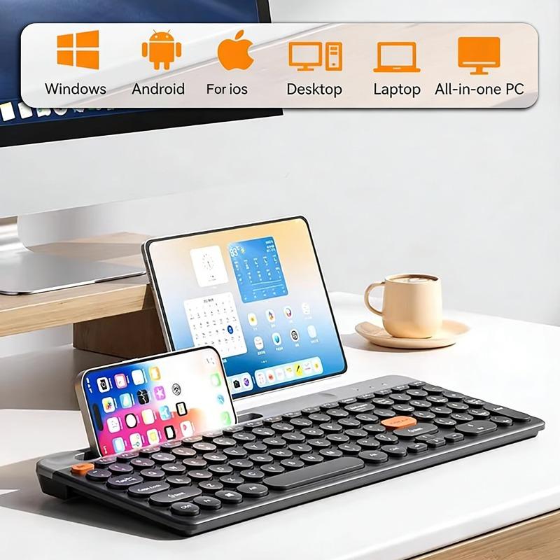 Tri-Mode Dual Bluetooth Keyboard & Mouse Set with Slot Ergonomic Design Silent Keyboard with Scissor-Switch for Laptops Desktops