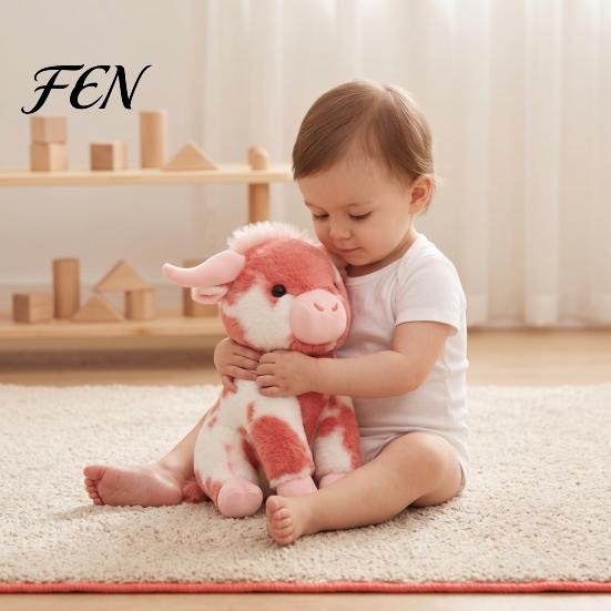 Holiday Gift for Children Highland Cow Stuffed Animal Toy, Soft Plush Scottish Cattle Doll, Comfort Companion Doll Cute Farm Present Adults Kids Boys