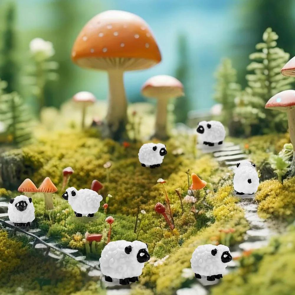 Mini 20 Piezas Figuras de Ovejas Miniatura Pequeñas Ovejas Mini Plástico Ovejas Resina Figura Para Jardín de Hadas Decoración de Paisaje Micro