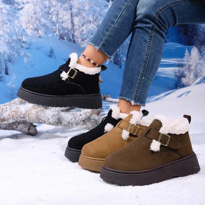 Women's Platform Snow Boots, Faux Fur Lined Slip-On Moccasins, Retro Winter Booties Wholesale for Women