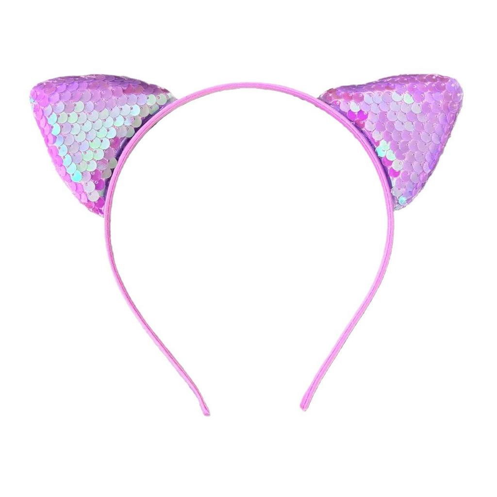 Sequin Cat Ear Headband for Kids - Cute Cartoon Princess DIY Fabric Accessory
