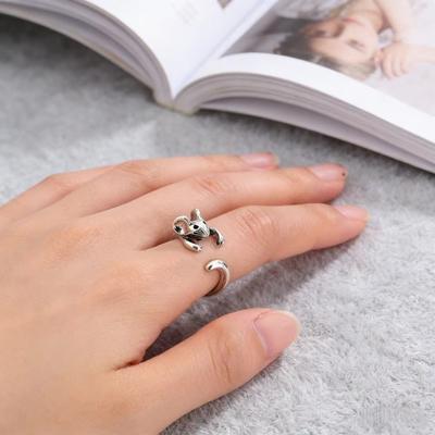 Vintage Lustiger Retro-Mausring Silberlegierung Tierring Kreativer Geometrischer Offener Ring Paare