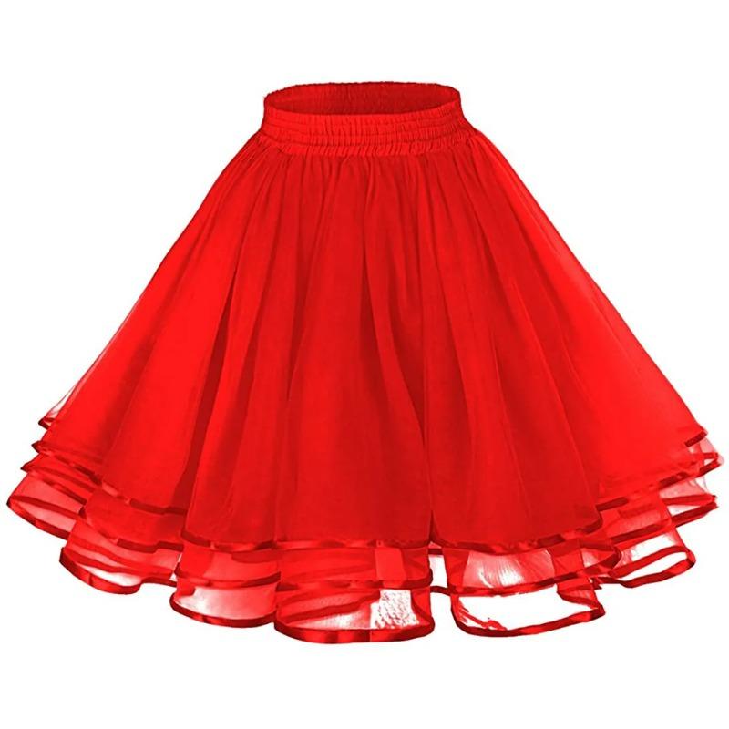 Women Petticoat Tutu Under Skirts Crinoline Three Layers Ribbon Gauze Tulle Skirt Vintage Bridal Slips Rockabilly