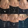 Hip-Hop Style Shiny Star Pendant Necklace, Fashionable Five-Pointed Star Rhinestone Chain Stacked Necklace.