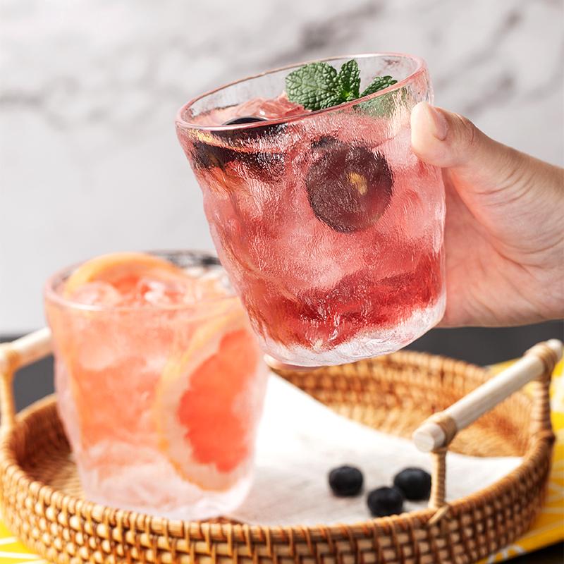 Romantic Water Glasses Tumblers Hammered Glacier Drinking Glasses Set for Juice,Coffee, Beer, Water, Cocktails, Whiskey