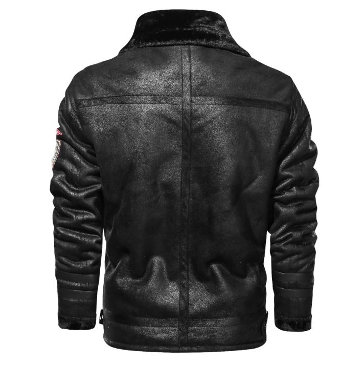 Men's Fur One-piece Jacket, Warm and Thick, Plus Size Casual Motorcycle Retro Jacket