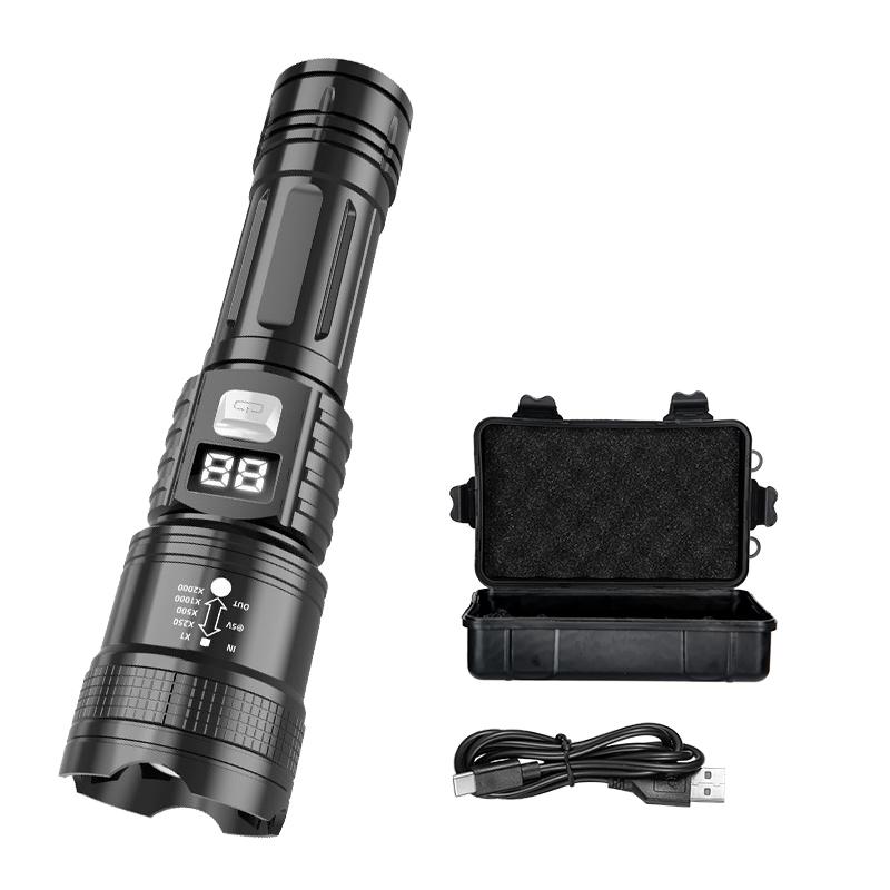 High Power LED Flashlight USB Rechargeable Zoomable Torch for Outdoor Camping Fishing Flashlight for Christmas Gift Set for Men