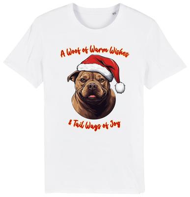 Pánské Dámské Staffordshire Bull Vánoční Tričko Santa Pes Štěkání Přání Staff