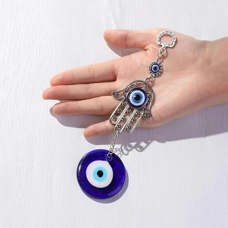1 Devil's Eye Pendant, Palm Alloy Blue Glass Eye, Garden Decorative Craft Pendant, Devil's Eye Palm Hanging Ornament