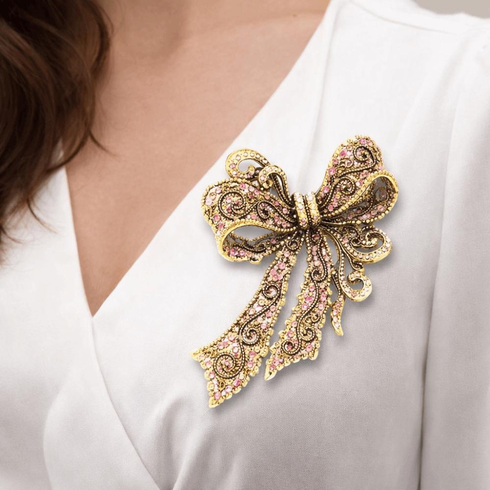 Luxury Rhinestone Bow Brooch Trendy Jewelry Bowknot Pin Fashion Crystal Inlaid Brooch Evening Gala