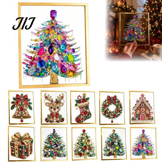 Einzigartiges Weihnachtsgeschenk für Freunde DIY Falscher Kristall Perlenmalerei Weihnachtsbaum-Set, Funkelndes Handgemachtes Wandkunst Bastelset, 3D Edelsteinperlen
