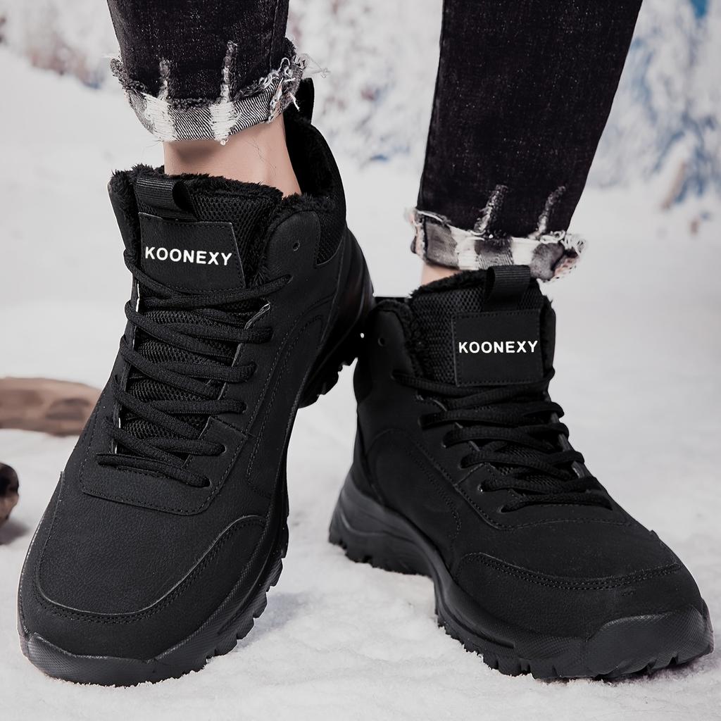 Men's Winter Snow Boots, Lace-Up Mid-Calf Design, Thick Plush Lining for Warmth and Comfort, Suitable for Cold Weather Sports and Casual Wear