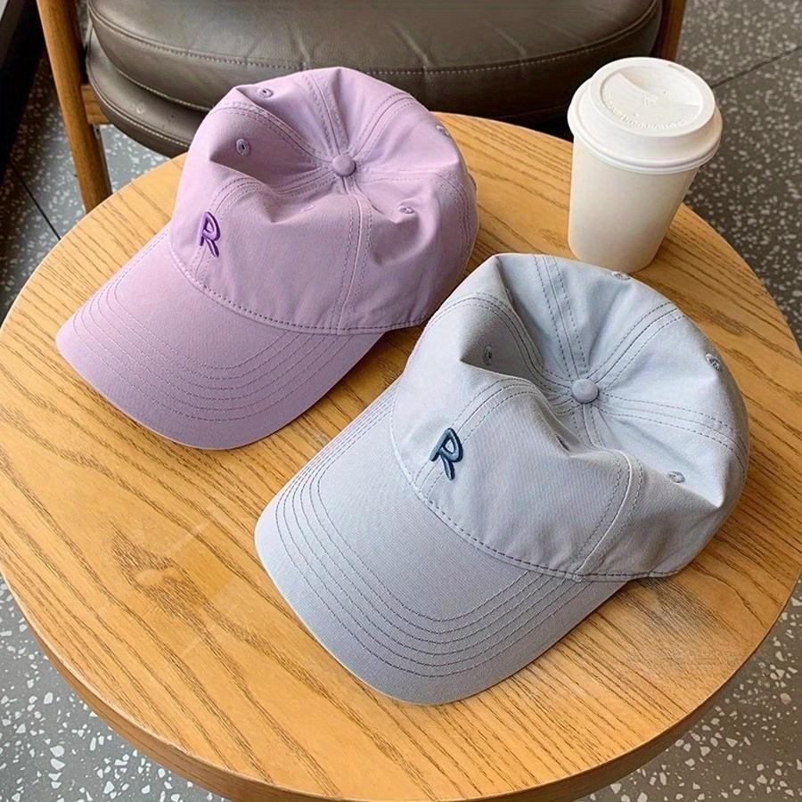 1Pc R Logo Embroidered Wide Brim Face-revealing Thin Breathable Sun-visor Baseball Cap, Halloween Christmas Gift