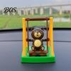 Solar Car Ornament Swinging Bear Decoration, Nodding Dashboard with Hanging Monkey Accessory Swing, Swing Toy for Office Desk Driving Fatigue Relief
