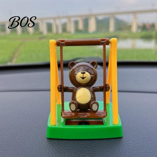 Solar Car Ornament Swinging Bear Decoration, Nodding Dashboard with Hanging Monkey Accessory Swing, Swing Toy for Office Desk Driving Fatigue Relief