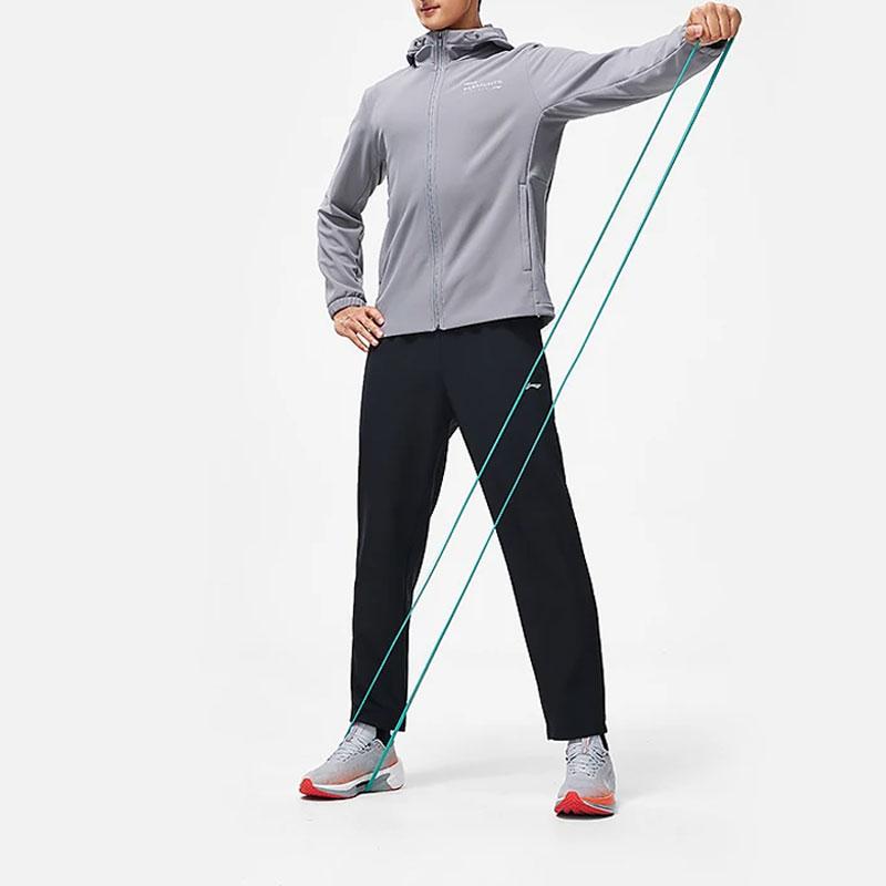 Li Ning Fitness Series Solid Color Straight Leg Fleece Warm Water Resistant Knitted Sports Pants Men pants Black AYKT647-1