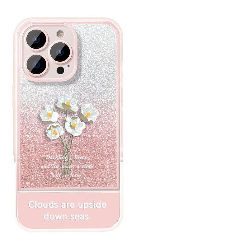 Applicable To Apple 14promax Mobile Phone Case 13/12 A Bouquet of White Flowers Creative Xs/xr Invisible Bracket Transparent Anti-fall