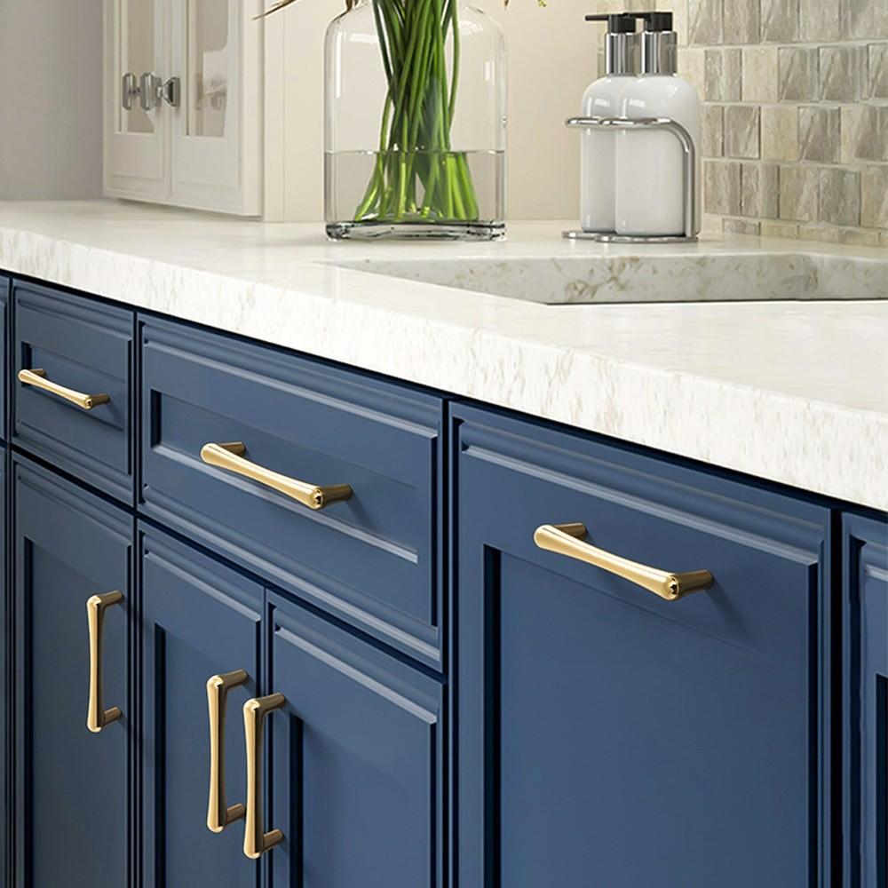 High Quality Gold/Silver Cabinet Pull Alloy Smooth Drawer Knob Solid Durable Furniture Handles for Cabinet Wardrobe Drawer