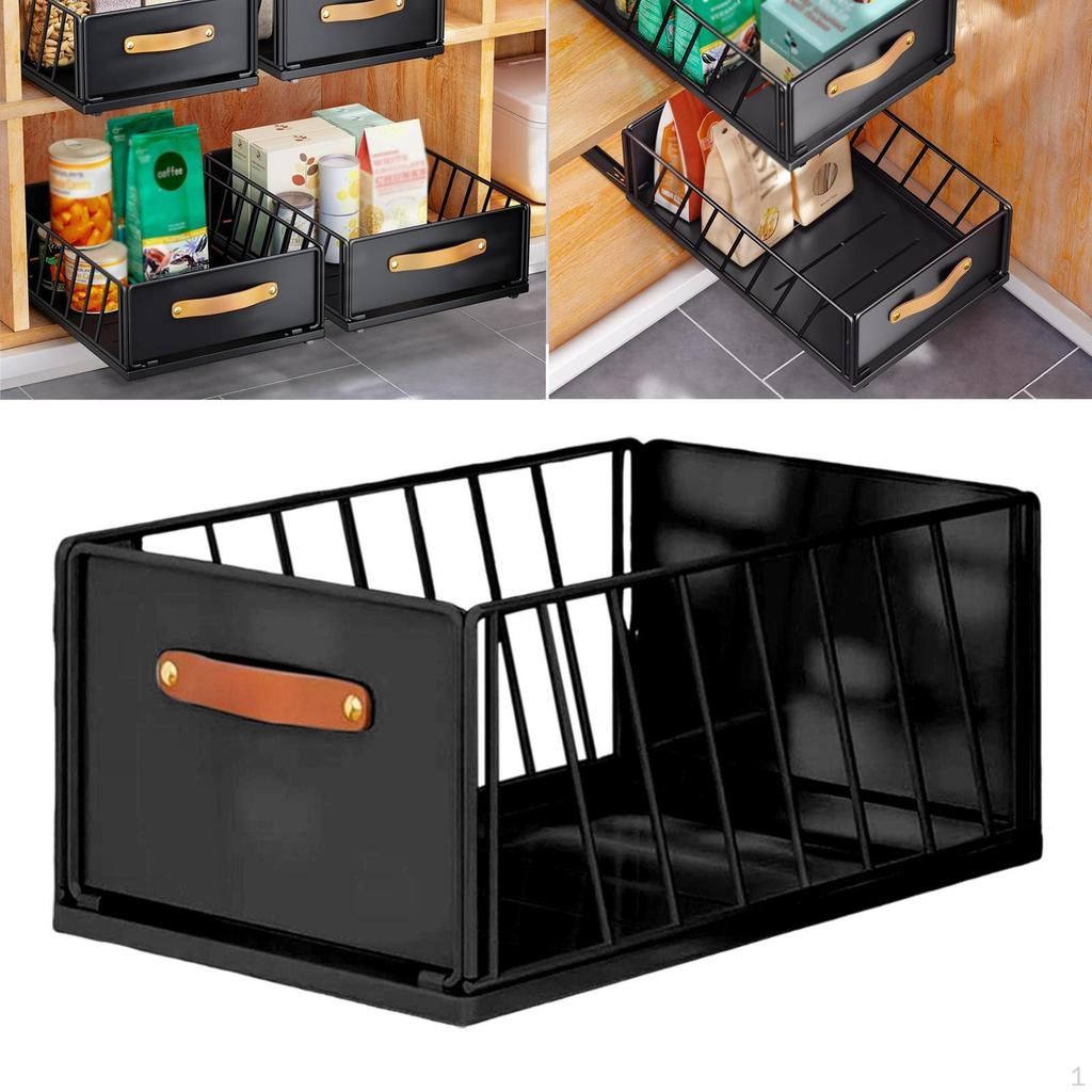 Pull Out Cabinet Organizer Slide Drawer Carbon Steel Portable Sliding Mesh Basket for