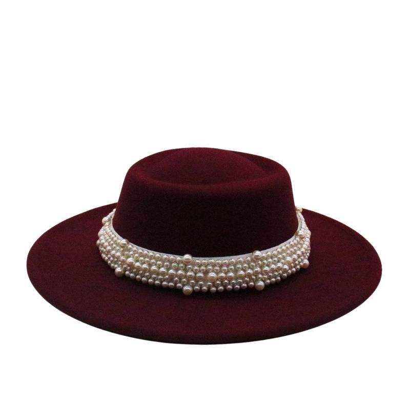 French Retro British Flat Top Top Hat Season Men'S And Women'S Hats Hepburn Face Small Felt Hat