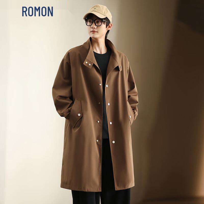 ROMON Men s Autumn Mid-Length Trench Coat 2XL
