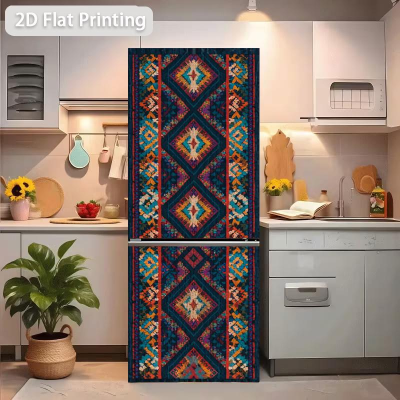 84Style Fridge Stickers Refrigerator Cover Door Landscape Plant Sea Vinyl Self Adhesive Kitchen Furniture Decor Wrap Freezer Sticker DIY