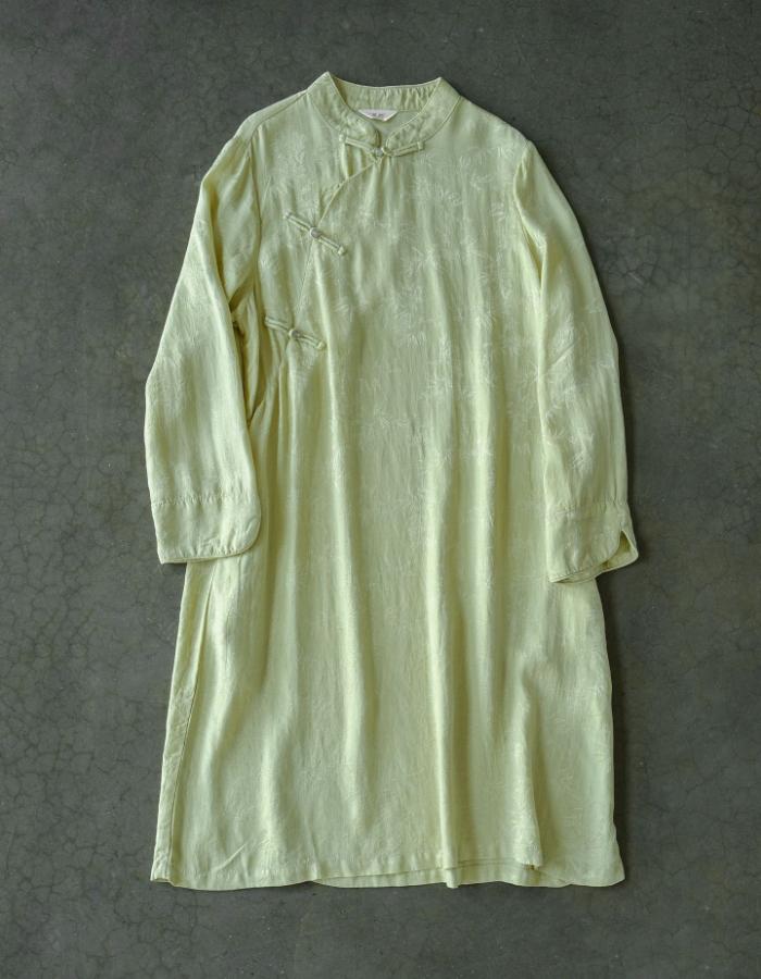 Johnature Women Vintage Stand Long Sleeve Dresses Chinese Style Button Jacquard A-Line Summer High Quality Dress