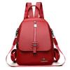 Women's Retro Solid Color Outdoor Backpack Soft Leather Large Capacity Backpack