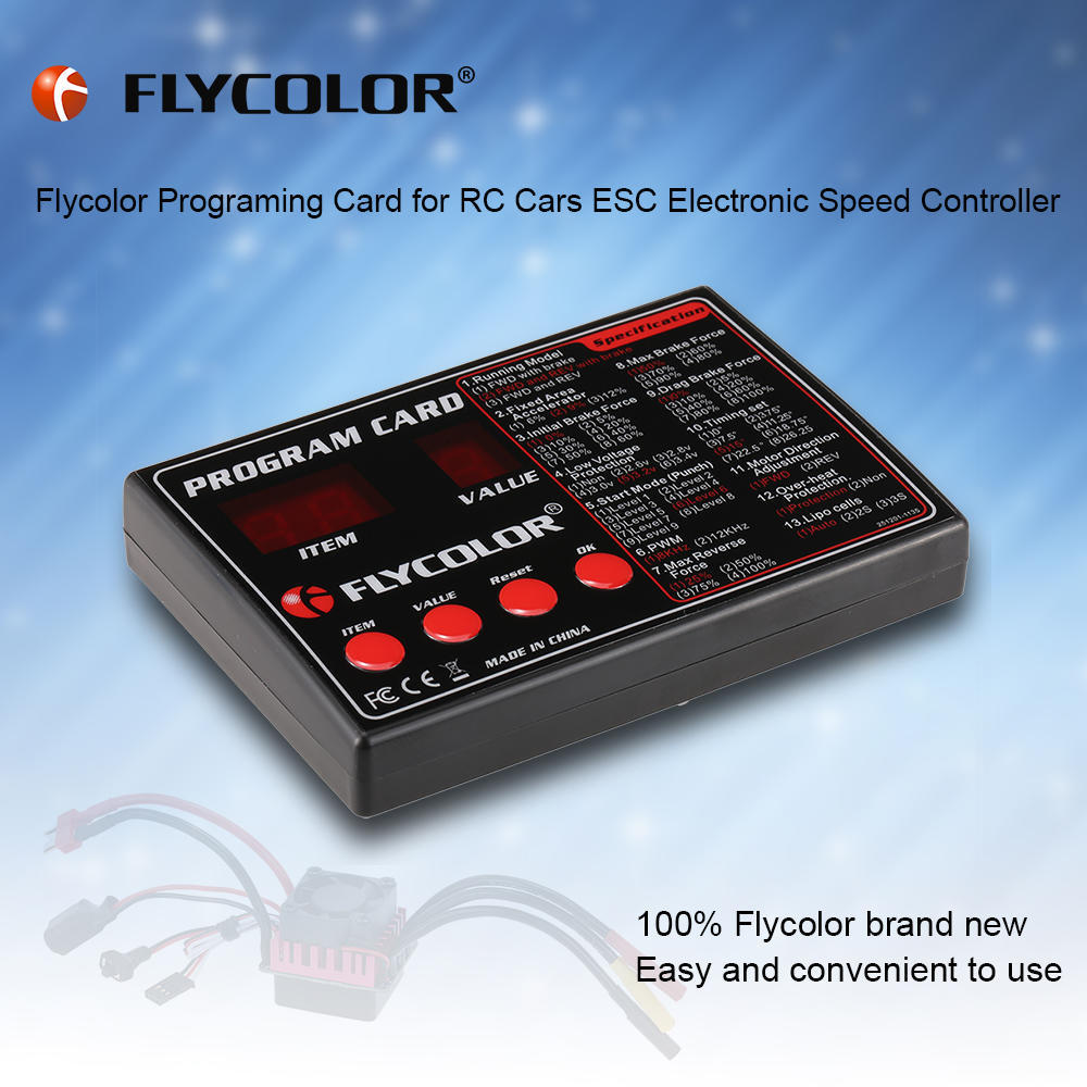 Flycolor 4 Buttons Programing Card for RC Cars Electronic Speed Controller