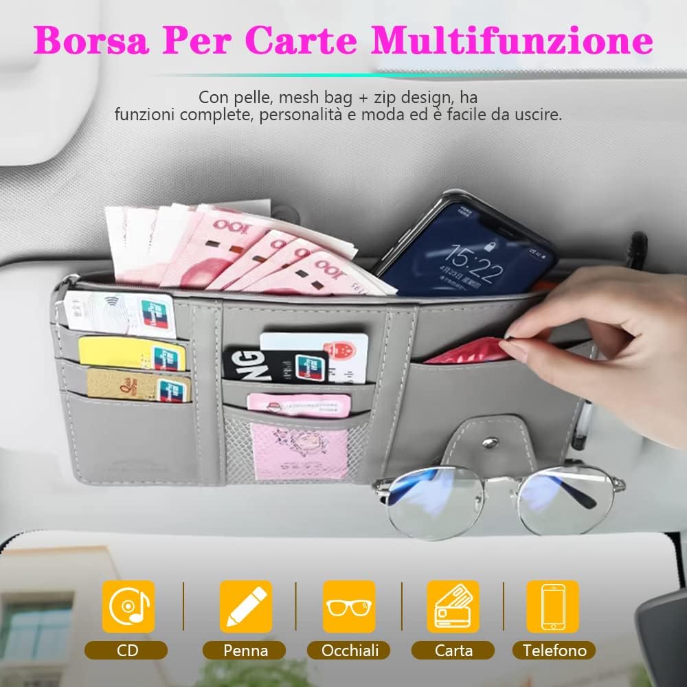Car Visor Organizer Car Accessories Pocket Holder Car Accessories Organizers Leather Hearing Bag