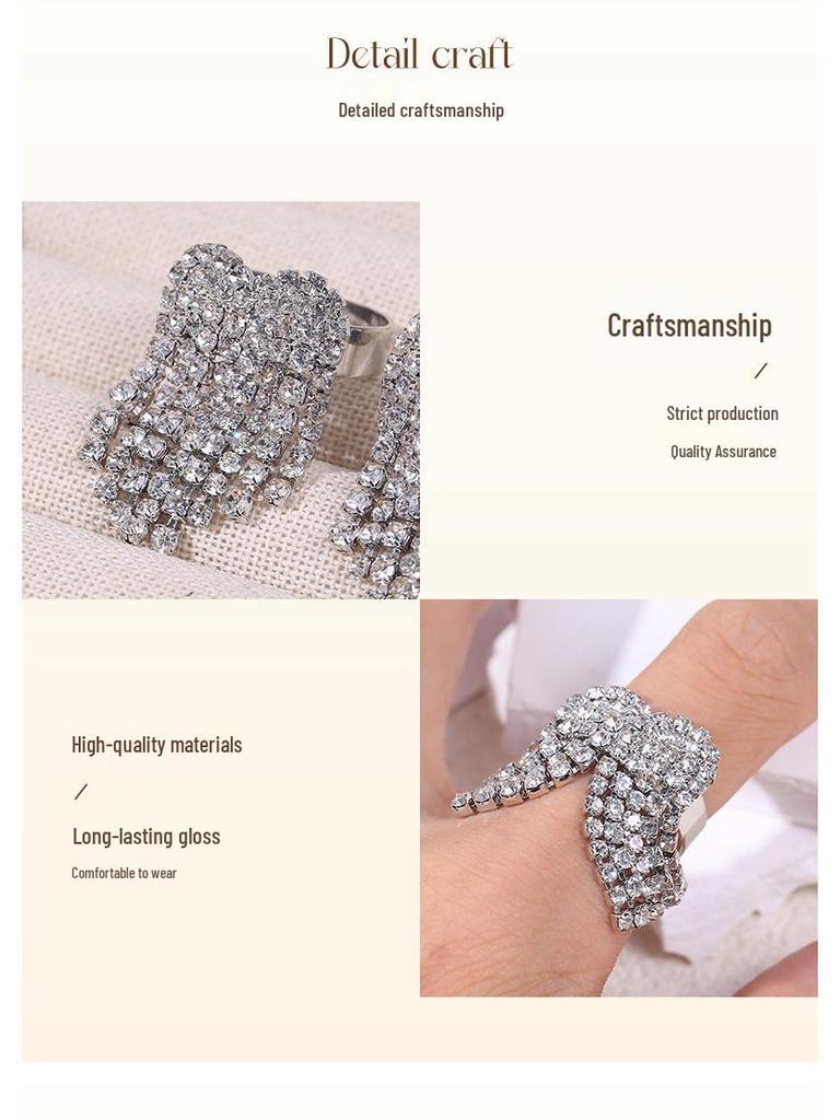 Stainless Steel Zirconia Gem Ring: Adjustable, European and American Style, Holiday Design