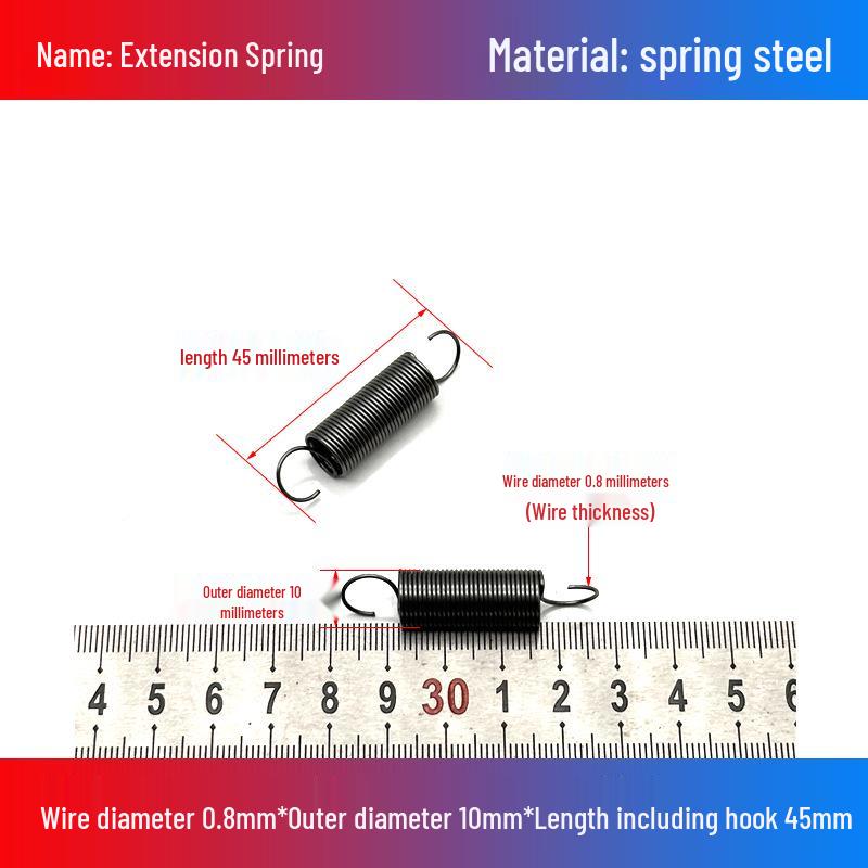 0.8mm Yellow Extension Spring with Hooks - Stapler Rebound Force 