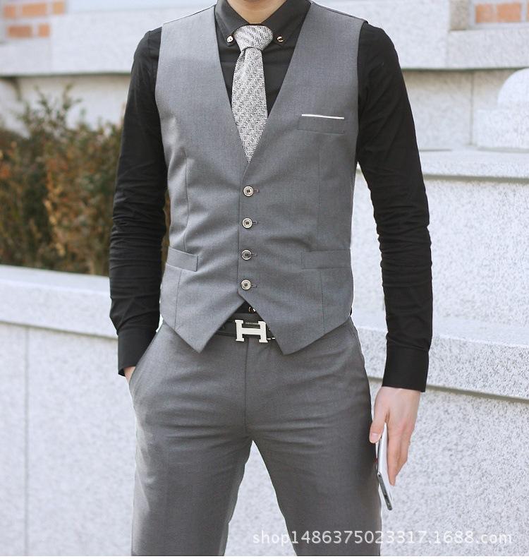 Spring and Autumn Tops Men Classic Formal Business Slim Fit Chain Vest Suit Male Clothing Waistcoat