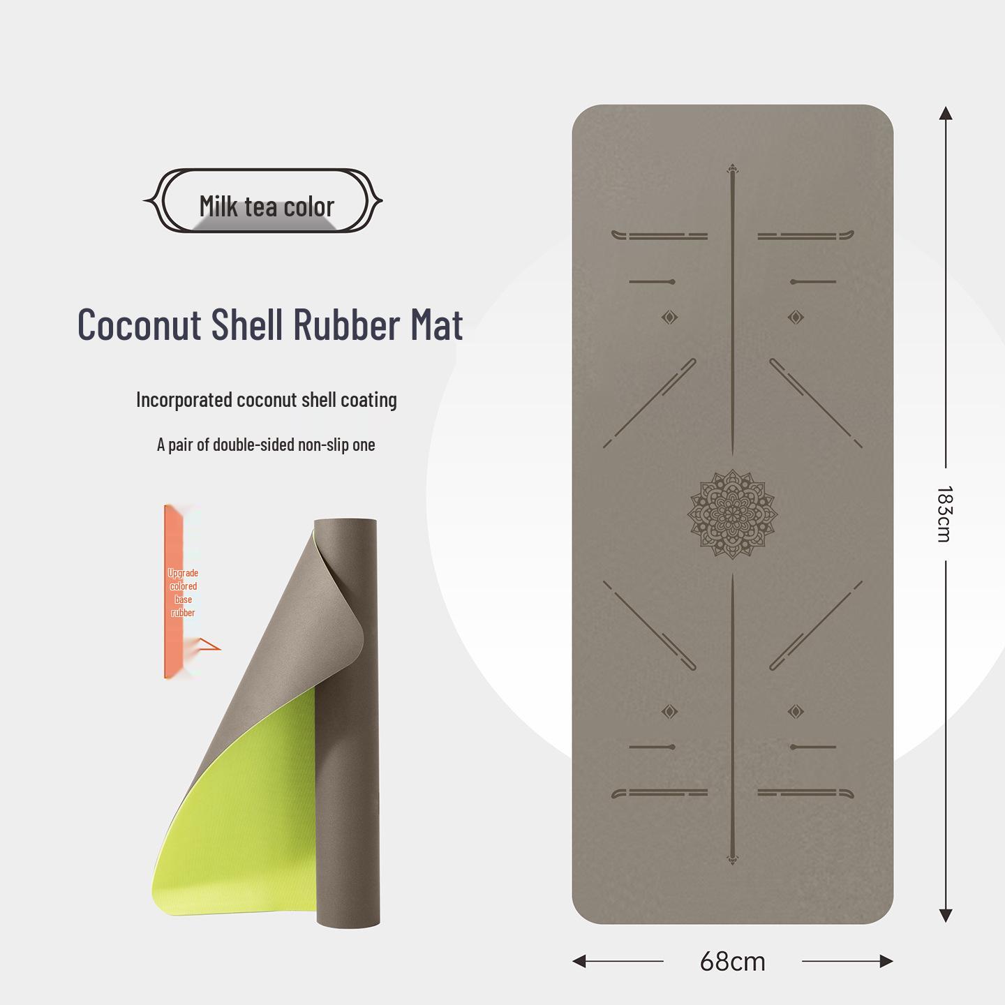 Enhanced Natural Rubber Coconut Shell Yoga Mat - 80cm Wide, Anti-slip, Wear-resistant, Dry & Wet Grip