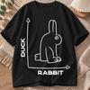 2026 New Pure Cotton Tshirt With Duckrabbit Illusion Fun Print Creative Dark Humor Crew Neck Short Sleeve