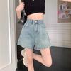 High-Waisted Light Denim Spicy Girl Shorts – Women's Trendy Plus Size A-Line Summer Hot Pants