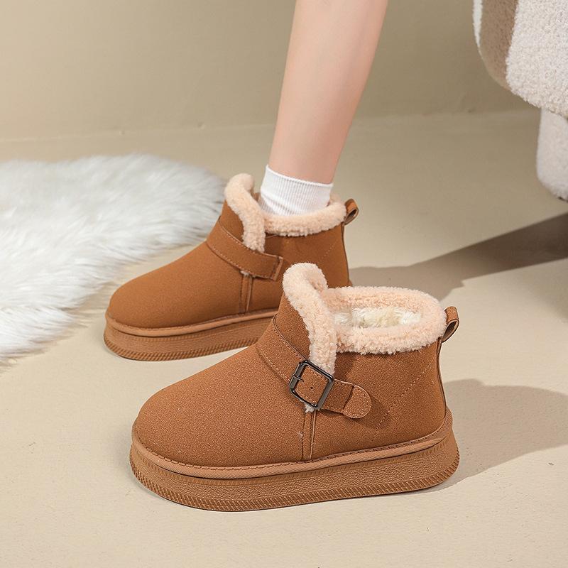 

Женские зимние сапоги 2025 новая корейская версия модные ленивые туфли круглый носок плоские хлопковые туфли женская обувь теплая обувь женская 42 коричневый