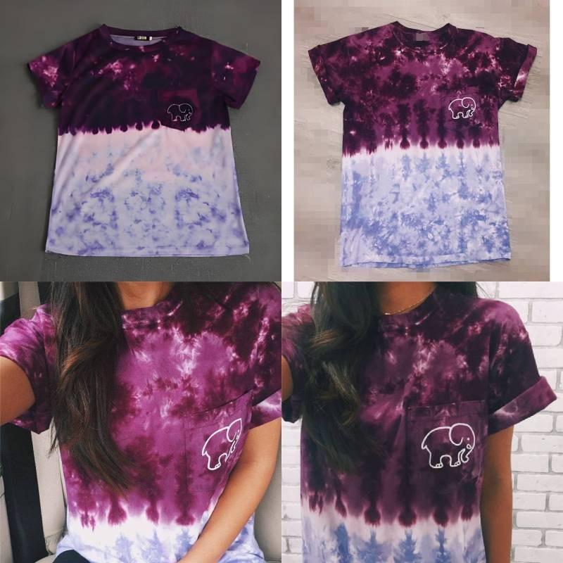 Elephant Print T Shirt For Women With Polyester Fabric Summer Casual Short Sleeve Top For Teen Girls
